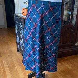 Black watch plaid vintage a line midi skirt